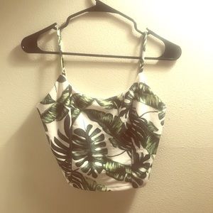 Tank Top Crop Top with Palm Leaves